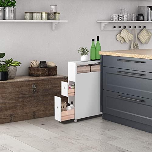 Squareful Narrow Bathroom Cabinet, Rolling Slim Storage Cabinet - Image 8