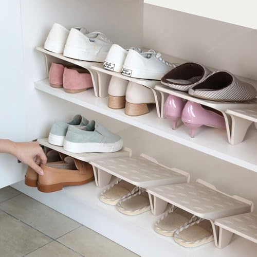 4 Pack Shoe Dividers for Shelves, Stacking Shoe Organizer - Image 2