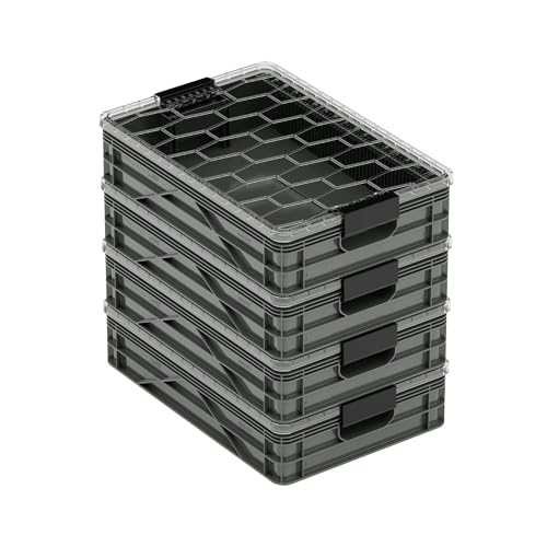 Quarter Crate 4-Pack Stackable Storage Bins, Stealth - Image 2