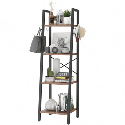 YMYNY 4 Tiers Ladder Bookcase, Industrial Narrow Bookshelf - Image 6