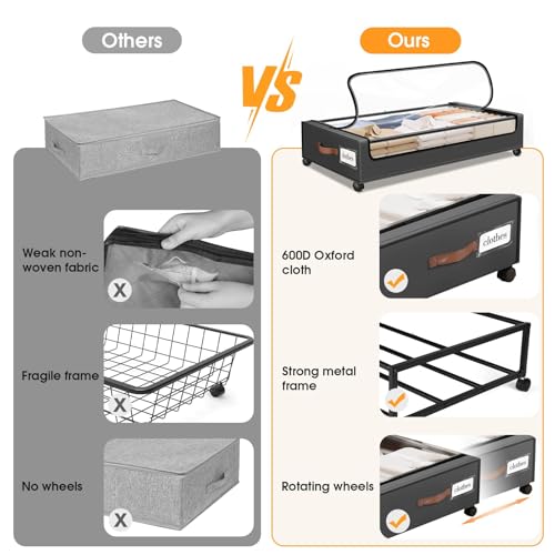 Under Bed Storage with Wheels 2Pack Storage Containers - Image 7
