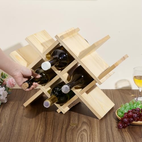 NBEADS 19.80x5.91x14.65 inch Countertop Wood Wine Rack, Bamboo - Image 5