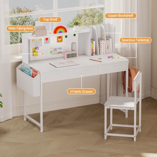 Kids Desk and Chair Set, 6-12, Study Desk with Hutch and Storage - Image 5
