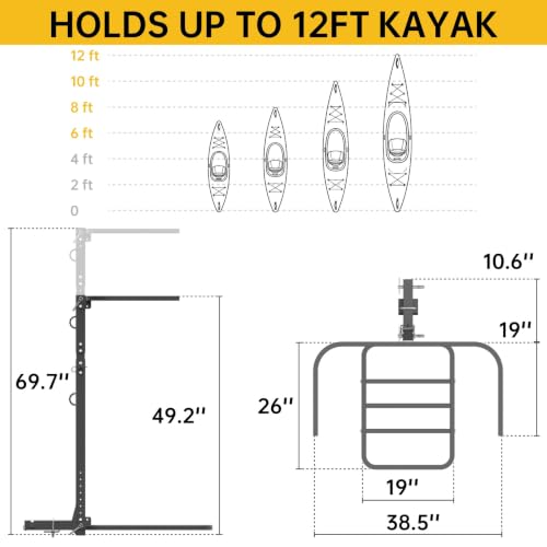 Upgraded RV Hitch Mount Kayak Rack Holds 2 up to 12' - Image 3
