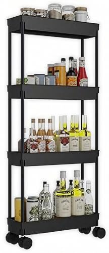 Sooyee 4 Tier Slim Storage Cart, Black - Image 2
