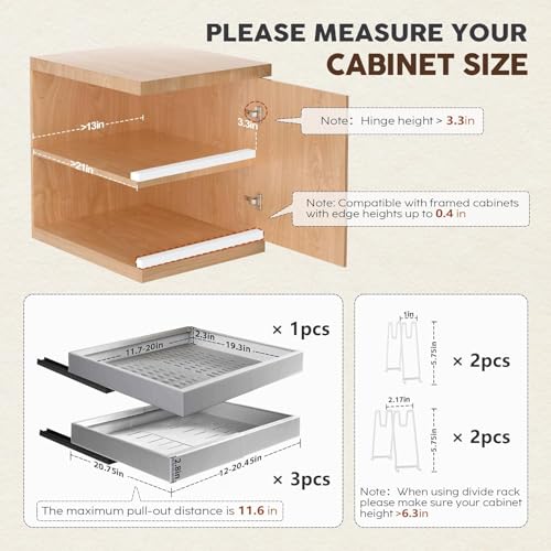 4 Pack Pull Out Cabinet Organizer 21"Deep with Raising Pad - Image 4