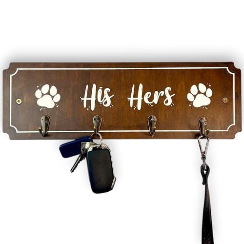 Wall Mounted His Hers and Paws Leash and Key Holder - Dog - Image 2