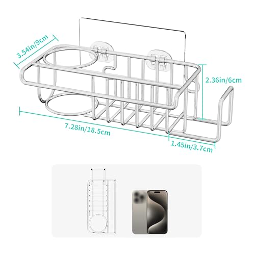 HapiRm 4 in 1 Sink Caddy Sponge Holder, SUS304 Stainless Steel - Image 7