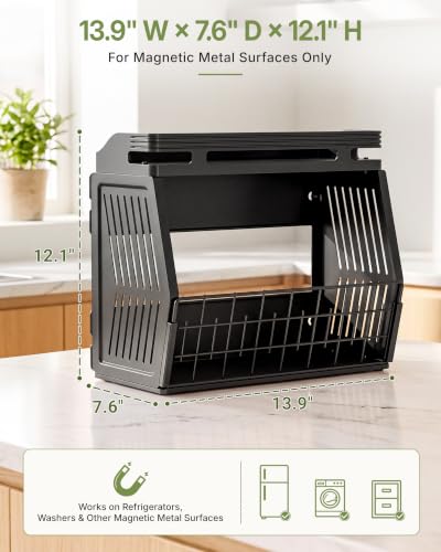 EVERIE Magnetic Refrigerator Side Organizer, 2-Tier Fridge - Image 3