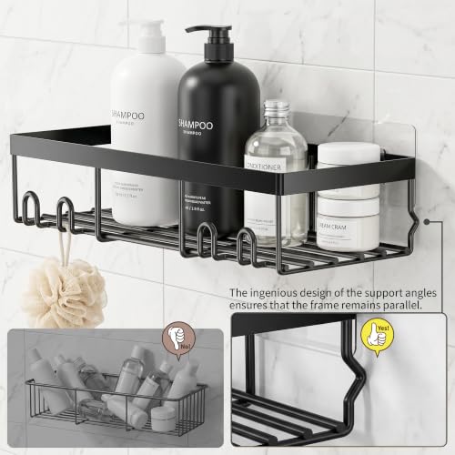 Moforoco Shower Caddy Shelf Organizer Rack, Self Adhesive Black - Image 5