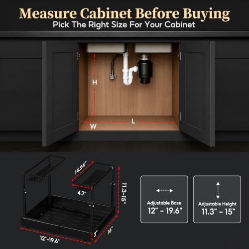 Under Sink Organizer, 2-Tier Slide Out kitchen Storage Metal - Image 3