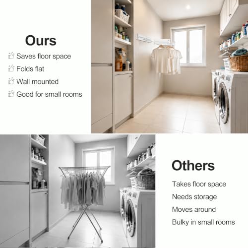 JOOM Wall Mounted Clothes Drying Rack,31.5 Inch Foldable Rack - Image 8