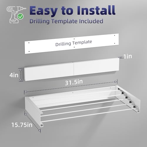 Wall Mounted Drying Rack, 31.5-Inch Foldable Laundry Rack - Image 4