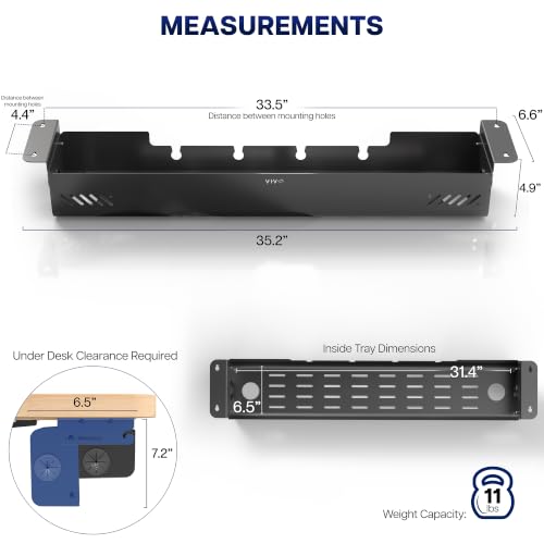 VIVO Black Screw-On Flip-Open 35 in Cable Management Box - Image 5