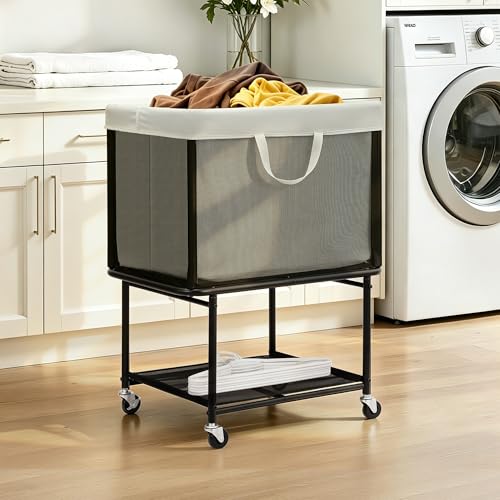 Rolling Laundry Hamper with Lockable Wheels, 29-Gallon - Image 3