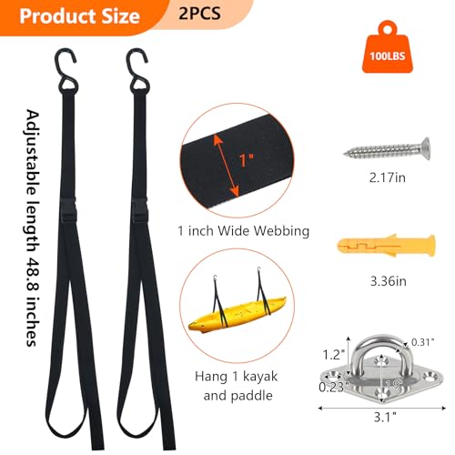 Kayak Storage Strap,Kayak Hanging Straps 1in/1.5in Wide - Image 3