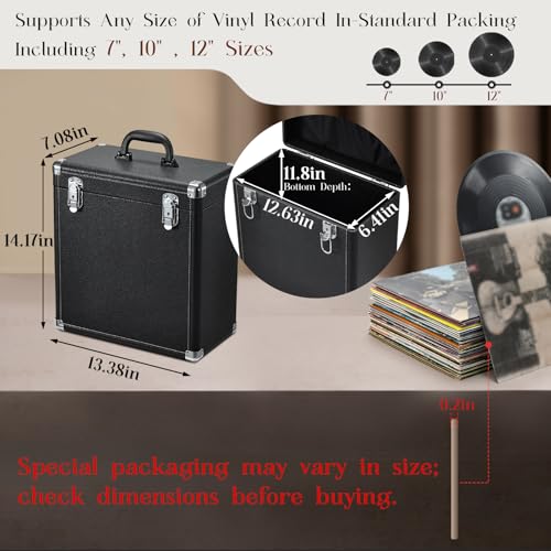 Vinyl Record Storage Box with Lock Record Organizer - Image 7