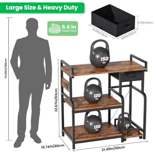 XL Printer Stand with Storage Drawer, 3 Tier Printer Table - Image 4