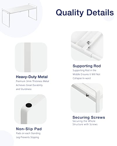Expandable Shelf for Cabinets, Cabinet Shelf Riser, 12" White - Image 5
