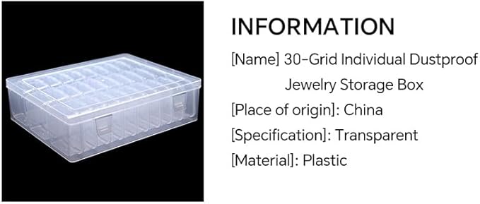 Bead Storage Box Clear Plastic Organizer Containers with Hinged Lids for Bracelet Making Nail Art Seed Beads Stack Craft Case Travel-Friendly Design (30pcs)