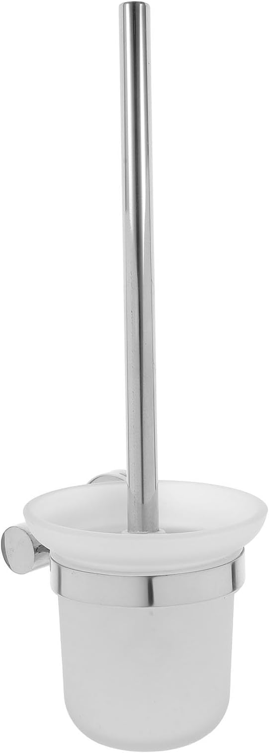 SUPVOX Stainless Steel Long Handle Toilet Brush with Holder, 304 Thickened Bathroom Cleaning Brush Set for Deep Toilet Scrubbing and Household Bathroom Supplies