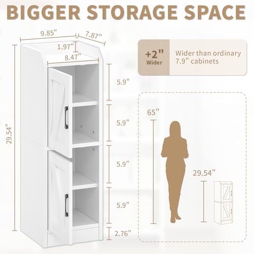 Narrow Bathroom Storage Cabinet with 2 Doors and Shelves, 9.8" W - Image 3