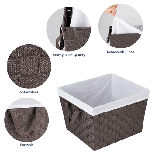 Whitmor Woven Strap Storage Tote Basket with Liner - Espresso - Image 4