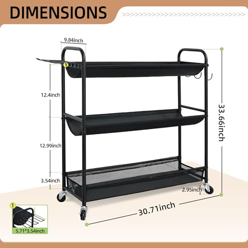 STORAGE MANIAC Basketball Rack 3-Shelf Training Stand with Wheels - Image 4