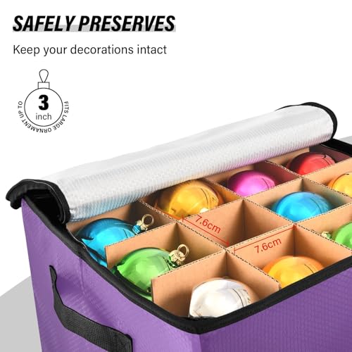 Purple Solid Color Christmas Ornament Storage Box | Home Organization - Image 6
