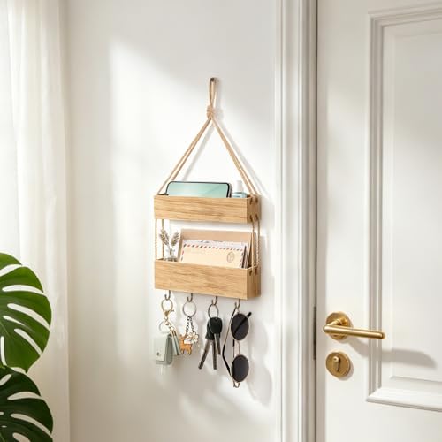 Mkono Bedside Shelf Organizer, Macrame Wall Hanging Room Decor - Image 6
