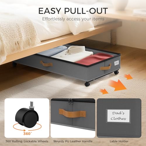 75L 2 Pack Adjustable Under Bed Storage with Wheels - Image 6