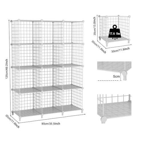 12-Cube Storage Organizer Metal Wire Shelf for Closet - Image 4