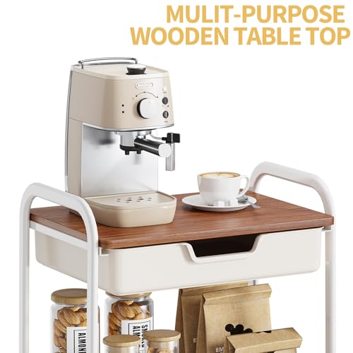 TOOLF 3 Tier Rolling Cart with Drawer, Metal Utility Storage Cart - Image 5
