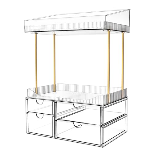 SNSLXH 4-Tier Clear Makeup Organizer Bathroom Storage - Image 2
