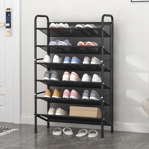 6 Tier Shoe rack for closet Mesh fabric narrow Metal shoe racks - Image 6
