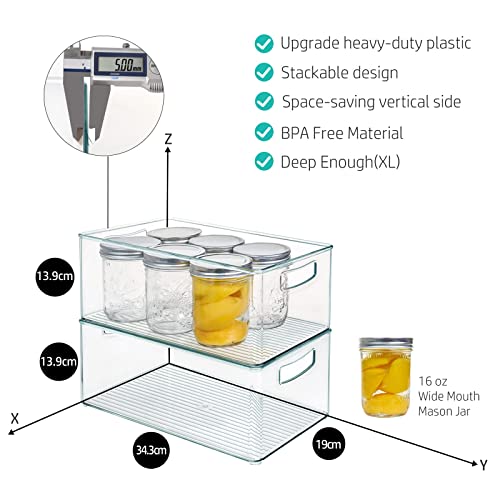 8 PACK Stackable Pantry Organizer Bins (3 Size) - Clear - Image 7