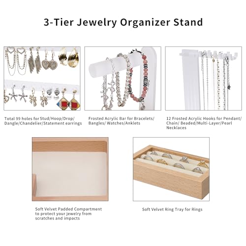 Jewelry Organizer Stand 3 Tier Acrylic Jewelry Storage - Image 6