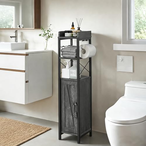 VECELO Small Bathroom Cabinet, Slim Toilet Paper Holder - Image 3