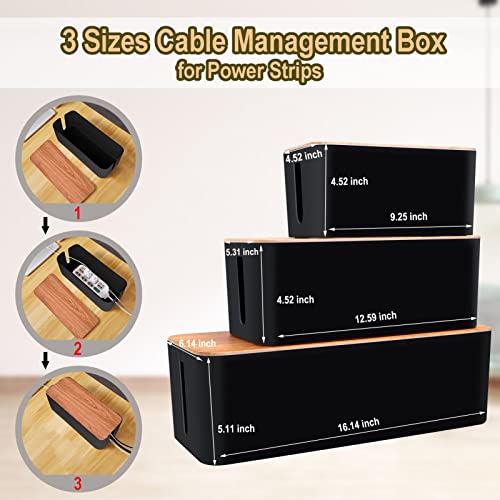 128PCS Cable Management Box 3Pack Cable Management Kit for Power Strip to Hide Wires,Cord Hider Boxes,Cord Box Safe ABS Material Wire Organizer of Cable Clips Sleeve for Home & Off - Image 3