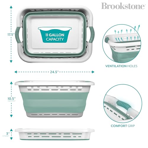 BROOKSTONE 11 GALLON XL 24" Collapsible Laundry Basket & - Image 4
