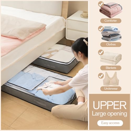 90L Under Bed Storage Containers, Foldable Grey Underbed Storage - Image 6