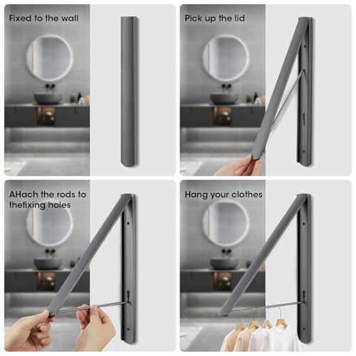 Foldable Clothes Drying Rack, Dark Gray - Image 4