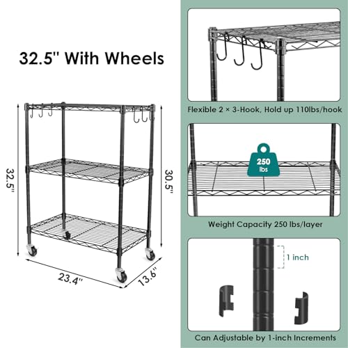 WDT 3-Tier Storage Shelves, Heavy Duty Metal Shelves Wire Rack - Image 3