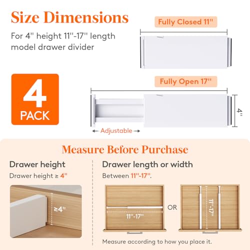 Lifewit 4" High Upgrade Drawer Divider, Adjustable D | All Products - Image 3