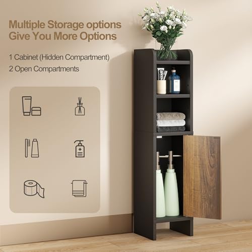 Small Bathroom Storage Corner Floor Cabinet Narrow Toilet - Image 5