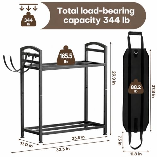 Homde Sturdy Firewood Rack Indoor: 23.8" Metal Fire Wood - Image 4