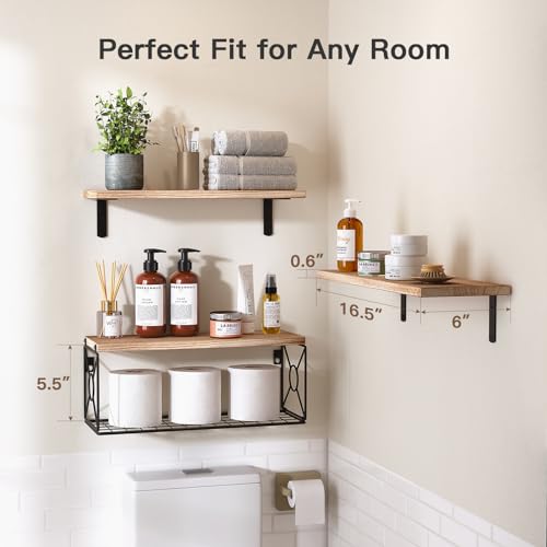 Amada Bathroom Shelves with Storage Basket, Set of 3 - Image 4