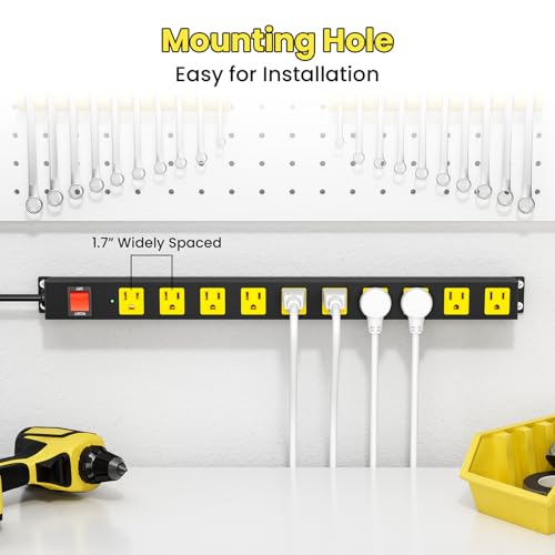10 Outlet Metal Power Strip with 2100J Surge Protector, Heavy - Image 3