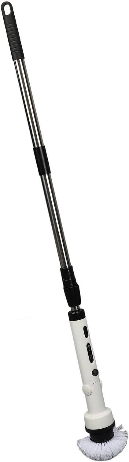 Electric Spin Scrubber, Handheld Cordless Powerful Cleaning Brush with Replaceable Brush Heads and Detachable Retractable Handle for Bathroom Tile Floor