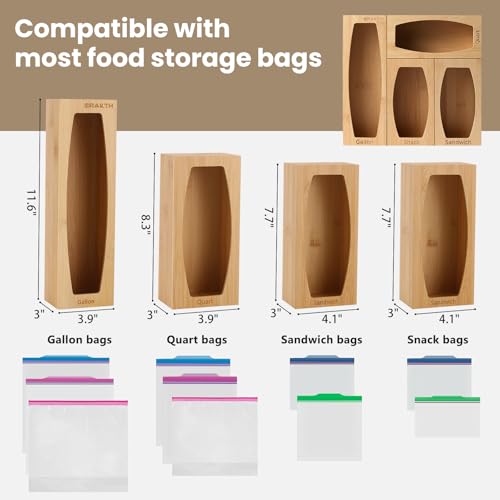 CRAKTH Plastic Bag Storage Organizer for Kitchen Drawer, Bamboo - Image 3